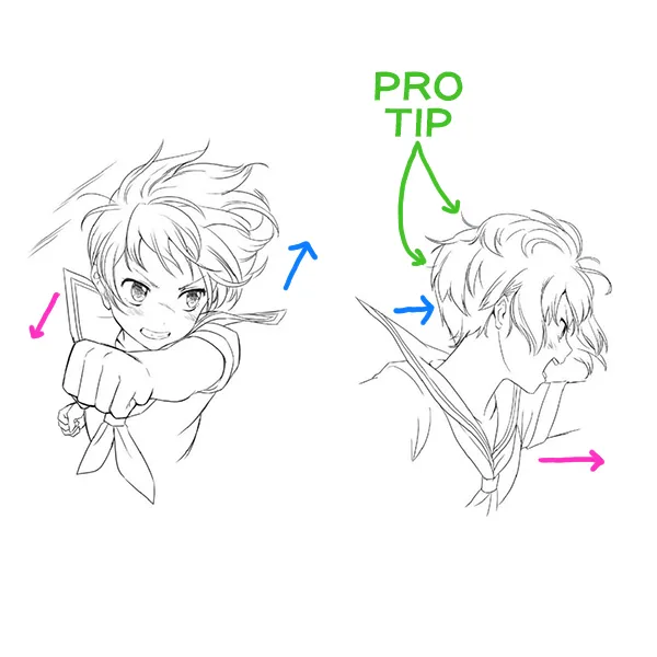 How to draw hair in action scenes - Anime Art Magazine