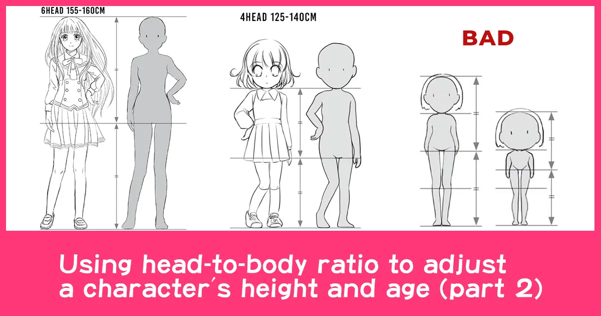 Using head-to-body ratio to adjust a character's height and age (part 1) -  Anime Art Magazine | Body drawing tutorial, Anime tutorial, Drawing tutorial