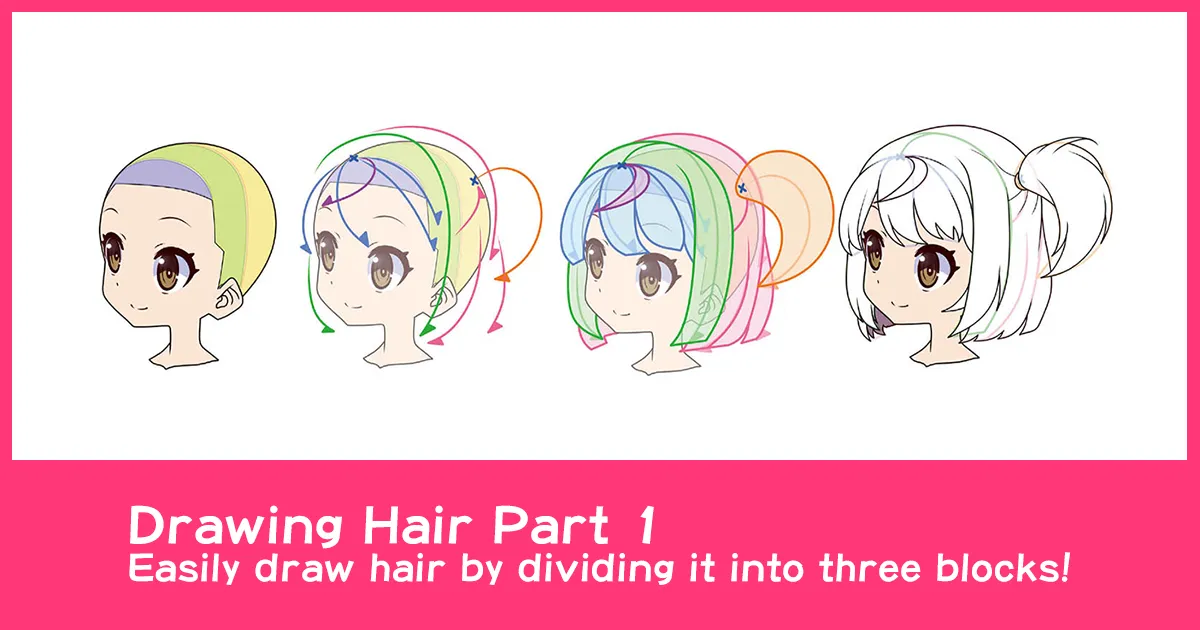 Drawing Hair Part 1 – Draw hair easily by dividing it into blocks ...